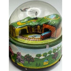 Vintage Mini Choo Choo Wind Up Train Toy w Box Japan Tin Bell Works